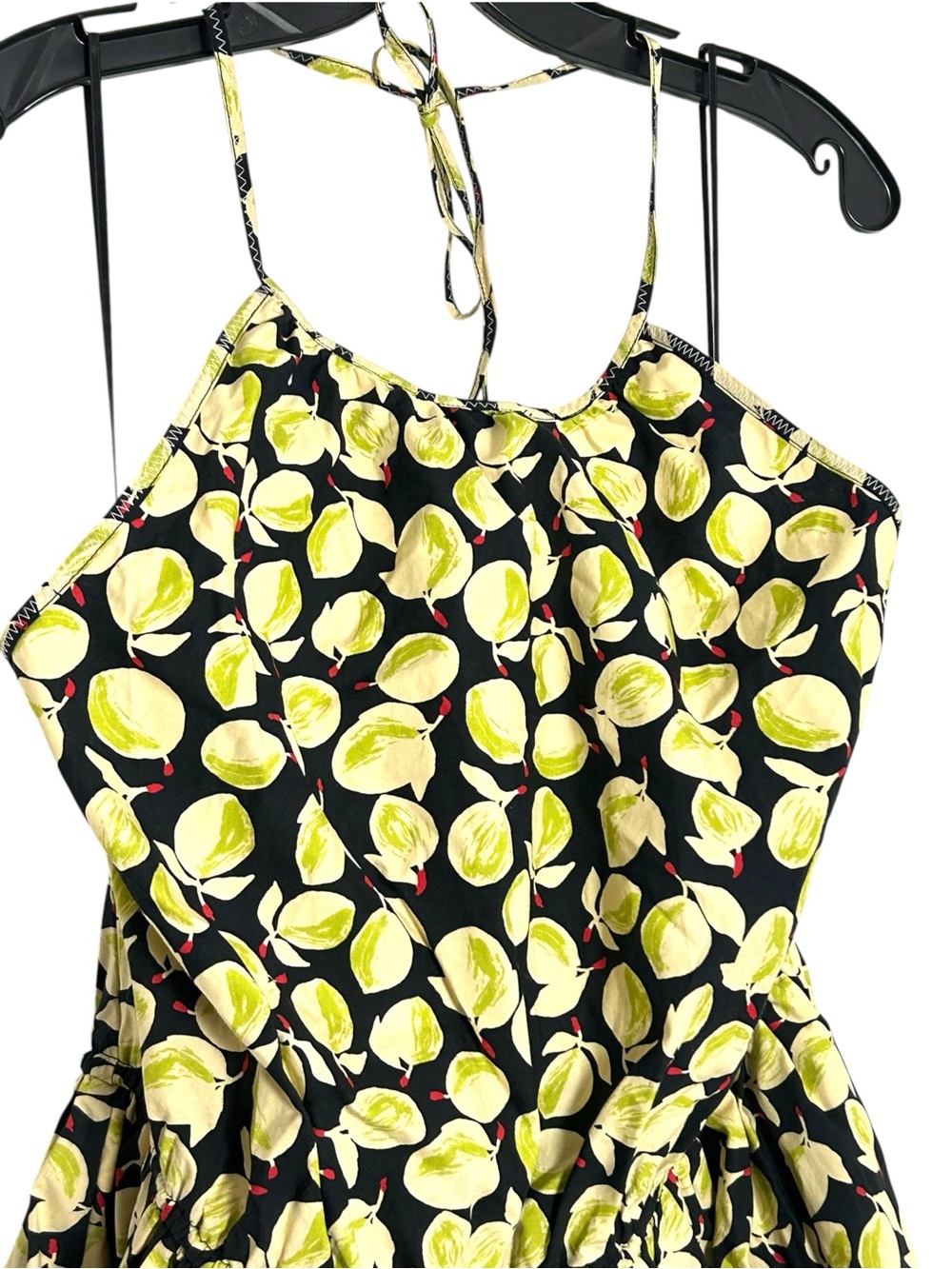 J.Crew Lemon Print Halter Dress XL NWT Adjustable Waist Cotton - Picture 5 of 11